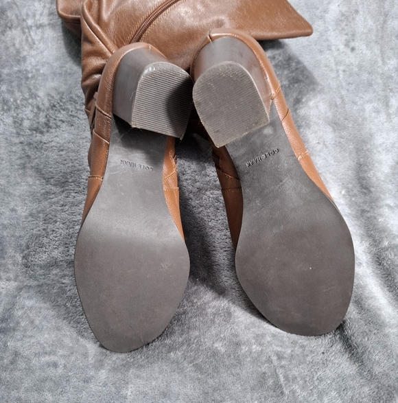 Cole Haan 'Hinckley Boot II' Knee High Sequoia Heel Brown Leather Size 8M - Picture 9 of 15